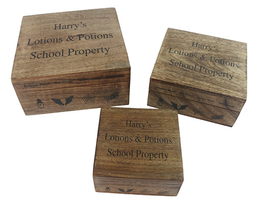 Set of 3 Mango Wood Harry Boxes - Click Image to Close